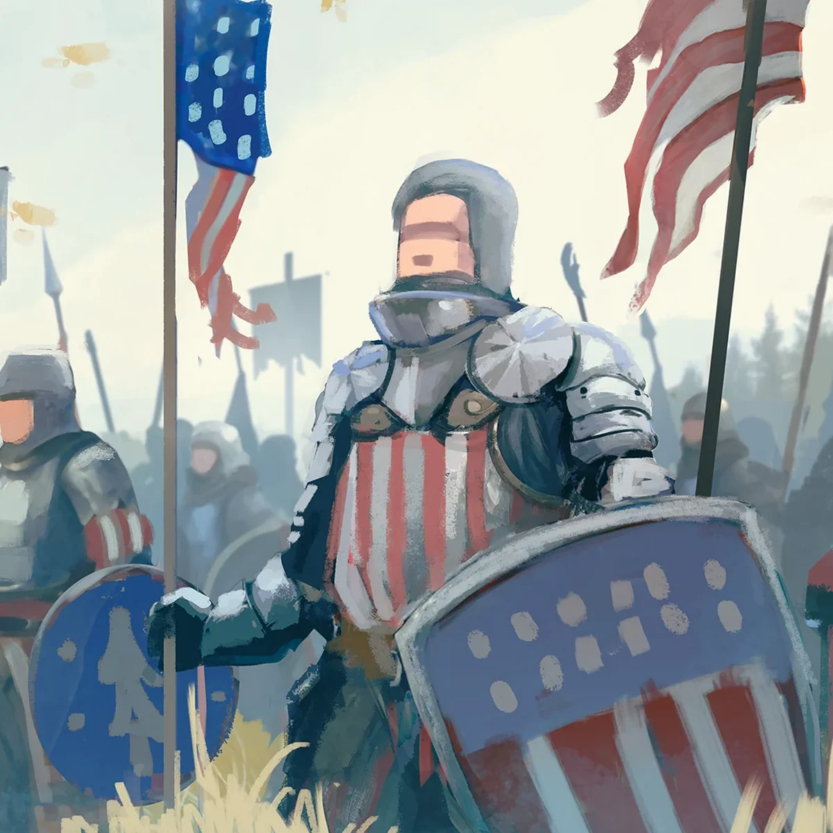 Knights of the Union assembled beneath American banners