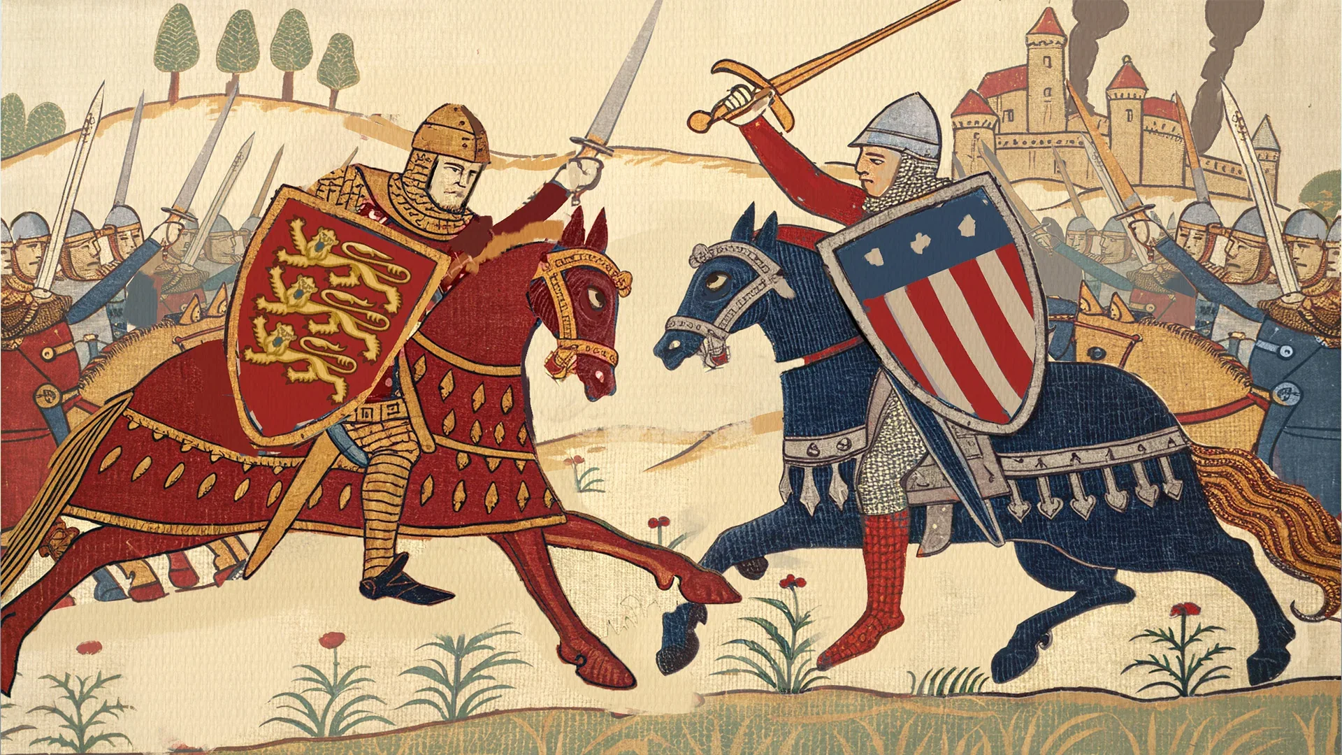 A medieval tapestry interpretation of the Battle of Bunker Hill